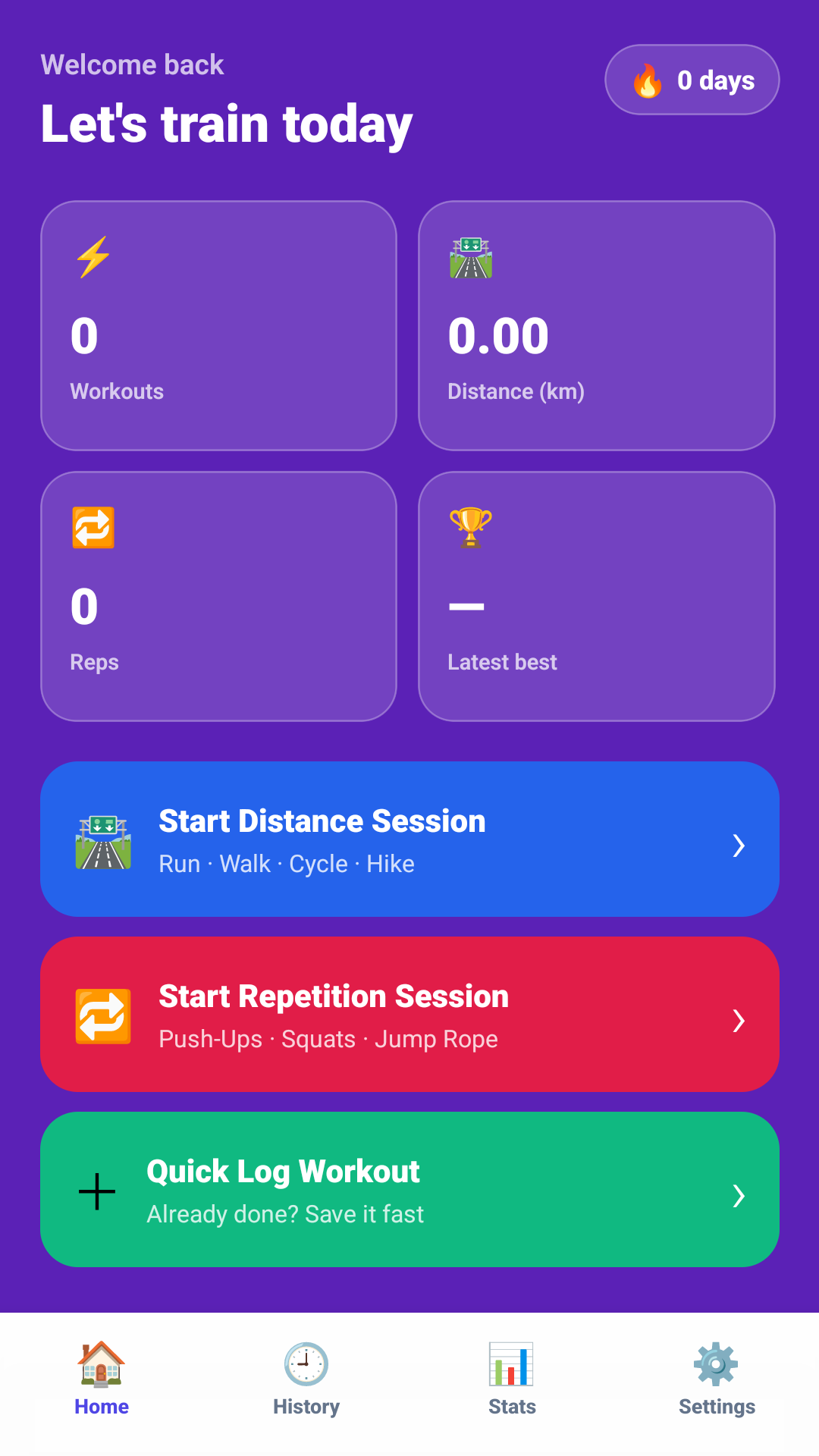 White Score Tracker home screen